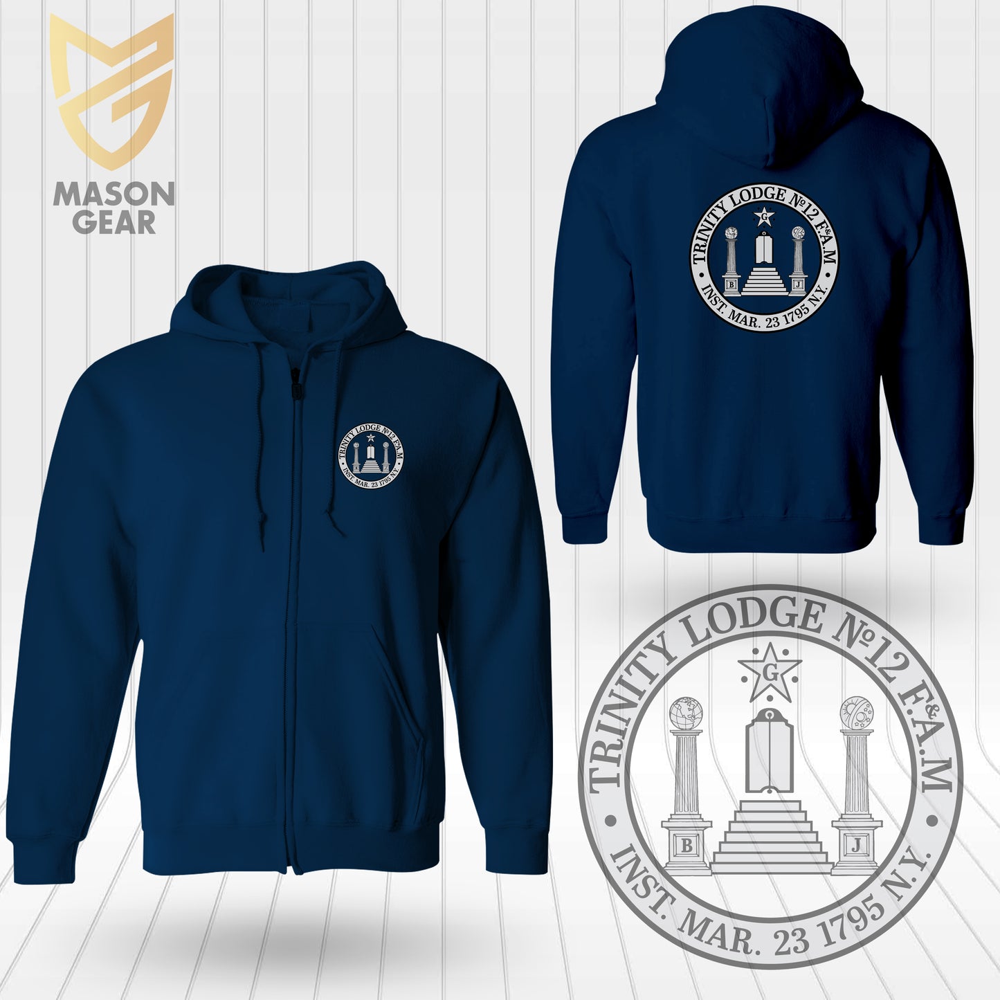 Trinity Lodge No.12 F.& A.M. - Zip-up Hoodie